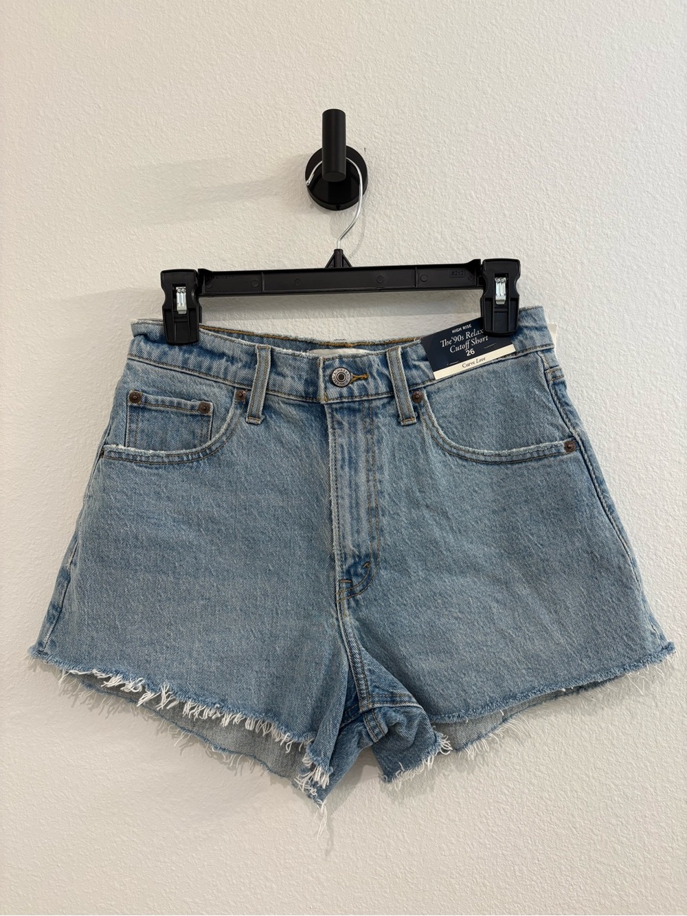 Abercrombie & Fitch Curve Love Light Blue Denim Cutoff Shorts
